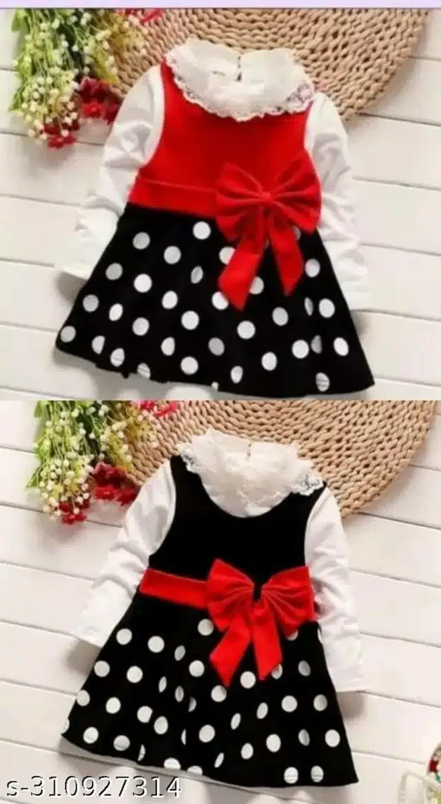 Crepe Full Sleeves Dress for Girls (Multicolor, 6-9 Months) (Set of 2)