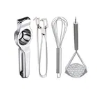 Stainless Steel Lemon Squeezer & Pakkad & Egg Whisk & Potato Masher For Kitchen 