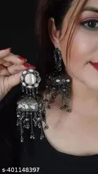 Latest Black Metal Big Oxidised Jhumka
