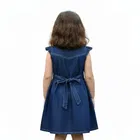 Denim Printed Frock  For Girls, Blue 