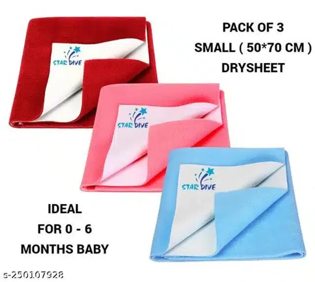 Cotton Mattress Protection Sheet (Multicolor, 28x20 inches) (Pack of 3)