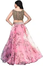 Net Embroidered Semi Stitched Lehenga for Girls 