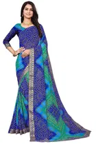 Kanooda Fancy Women Georgette Flower Printed Saree 