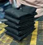 Poly Blend Solid Shirt for Men, Black 