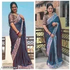 Georgette Embellished Saree For Women, Blue