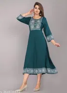 Anarkali Rayon Solid Kurti for Women 