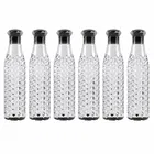 Parikshit Plastic Water Bottles, 1000 ml, Set of 6, Black
