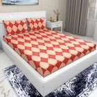 Arch Fab Orange Geometry Print Flat Double Bedsheet 88X90 Inch