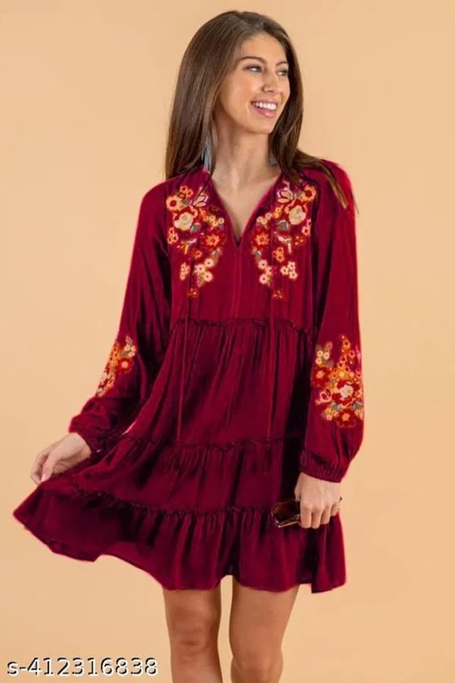 Full Sleeves Top for Women (Maroon, m)