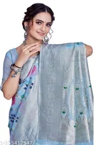 Cotton Linen Zari Woven Saree for Women 
