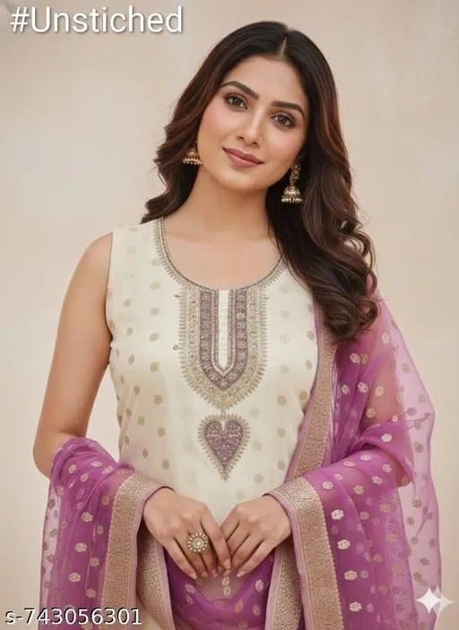 Silk Blend Punjabi/All Over Suits for Women (, 5.85 meter (S)) (Multicolor, 6.45 meter (XL)