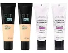 Pack of 4 Fit Me Foundation and Huda Beauty Primer Combo
