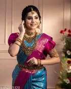 Kanjivaram Banarasi Paithani Jacquard Silk Saree for Women 