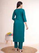Jacquard Embroidered Kurta with Pant for Women 