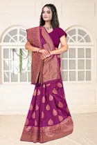Jacquard Woven Design Saree for Women, Wine 