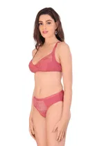 Cotton Blend Solid Non Padded Lingerie Set for Women 