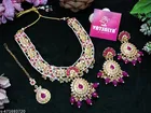 Traditional Kundan Pearl Long Bridal Neckkace Set for Women 