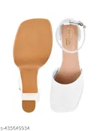 Solid Synthetic Block Open Toe Heels for Kids 
