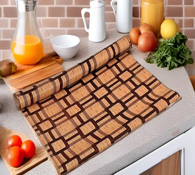 PVC Printed Shelf Mat Roll (Multicolor, 5 m)