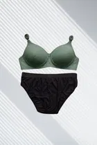 Full Coverage Wireless Padded Bra and Hot Panty Set for Women, Pack of 2 