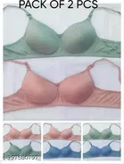 Cotton Solid Bra for Women & Girls, Assorted, Pack of 2 