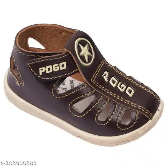 Velcro Sandals for Kids (Brown & Cream, 15-18 Months)