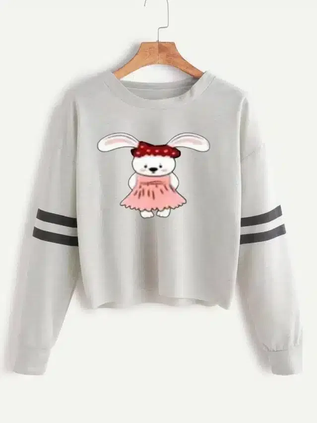 Printed Full Sleeve T-shirt for Women (Grey, L)