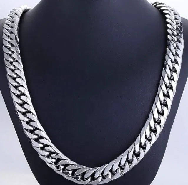 Men's Silver Plated Broad Chain, Silver