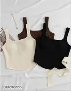 Lycra Top for Women, Black, Pack of 3 