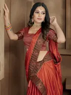 Vichitra Solid Saree for Women 