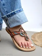 Shoetopia Solid Flat Sandals - Beige 