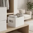 Foldable fabric storage box with metallic handles 15*31*15