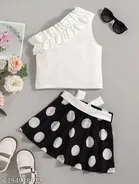 Crepe Sleeveless Top & Bottom Clothing Set for Girls 
