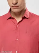 Cotton Blend Solid Shirts for Men, Pink 