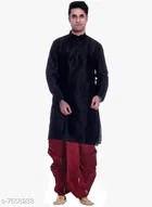 Silk Solid Kurta with Dhoti for Men 