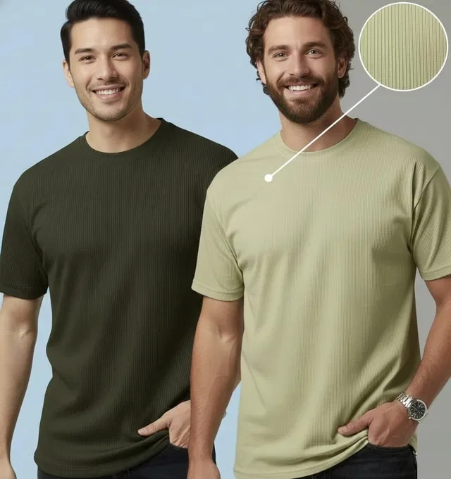 Polyester Round Neck T-shirt for Men, Multicolour, Pack of 2 (XL)