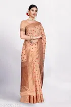 Linen Zari Woven Saree for Women 