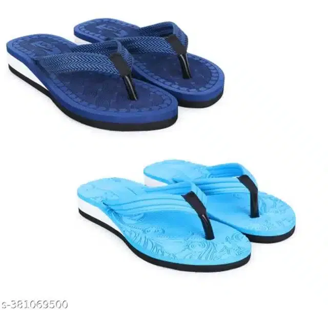 Slippers for Women (Sky Blue & Blue, 8) (Pack of 2)