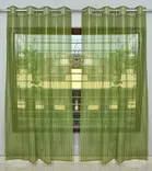 Sheer Plain Green Door Curtain 7ft Combo 