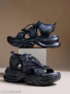 Shoetopia Solid Mesh Platform Sandals 