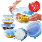 REALISTIC AIRCOOL Silicone Stretch Lids, Multi Size Reusable Silicone Lids Food and Bowl Covers, Dishwasher and Freezer Safe -Blue,  Pack of 6