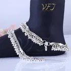 Brass Rhodium Plated Anklet Set 