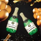 Champagne Bottle Jumbo 36" Foil Celebration Party Balloons, Green Set of 2