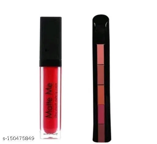 5 in 1 Mini Lipsticks with Liquid Lipstick for Women (Multicolor, Set of 2)