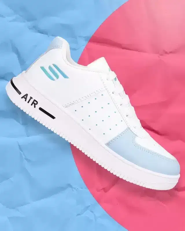 Casual Shoes for Men (White & Light Blue, 6)