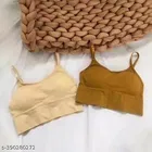 Cotton Blend Bra for Women, Cream & Beige, Pack of 2 