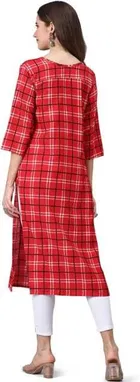 Women Crepe Checkered Kurta 