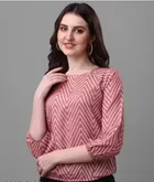 Lycra Striped Top for Women, Pink 