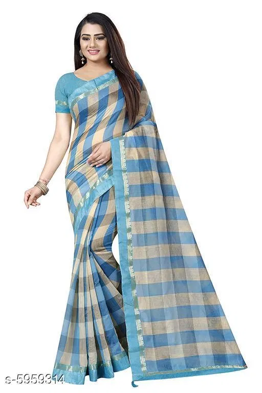 Cotton Saree for Women (Blue)