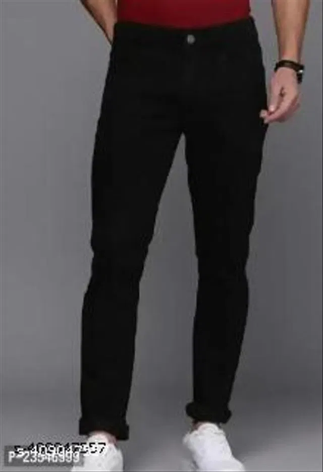 Denim Slim Fit Jeans for Men (Black, 28)